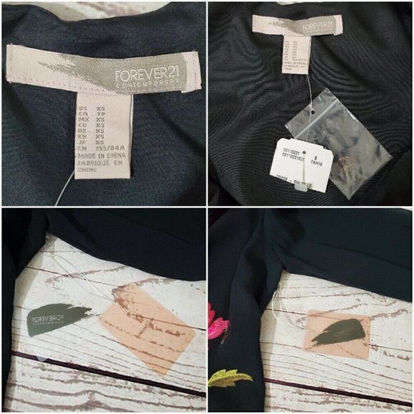 NWT Forever 21 Contemporary Womens Size XS Floral Embroidered Sheer Dress Shirt - Picture 9 of 12